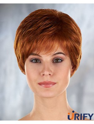 Auburn Curly Synthetic Short mit Pony Mono Filament Perücken