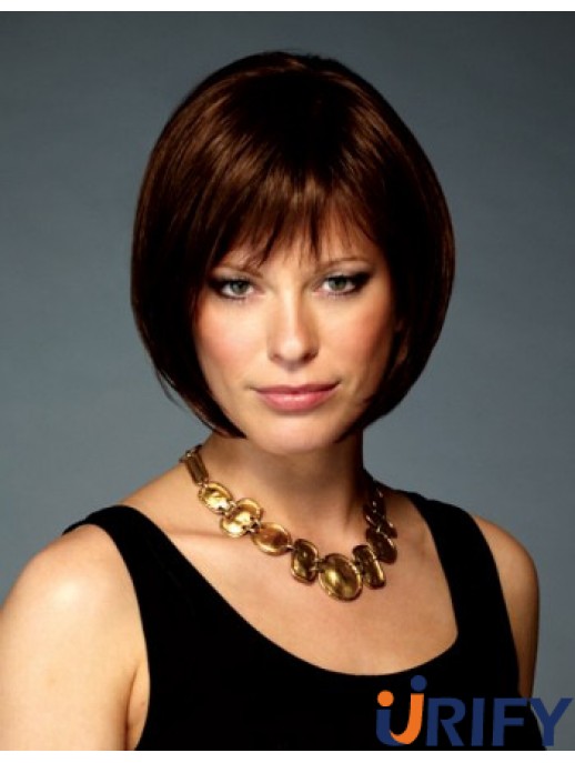 Bobs Kinn Länge Auburn Straight Soft Petite Perücken