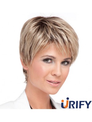 Günstige Blonde Cropped Straight Boycuts Lace Front Perücken
