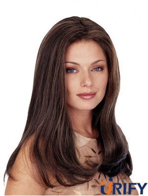 Ohne Pony Long Straight Brown 20  inchBequeme Monofilament Perücken