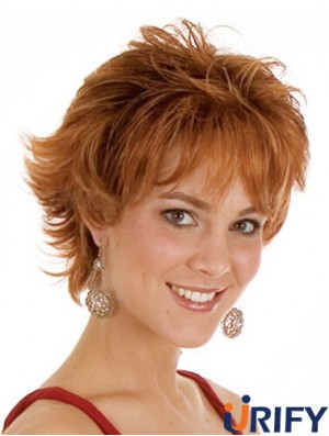 Layered Chin Length Wavy Auburn 8  inchExquisite Monofilament Perücken