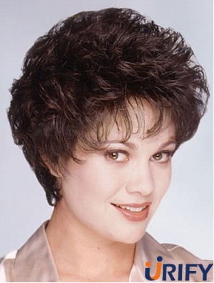 Layered Short Wavy Brown 8  inchModische Monofilament Perücken