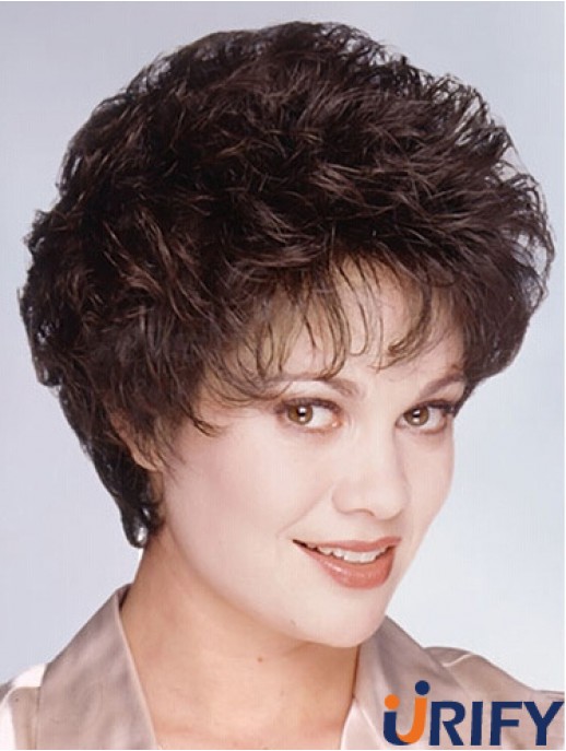 Layered Short Wavy Brown 8  inchModische Monofilament Perücken
