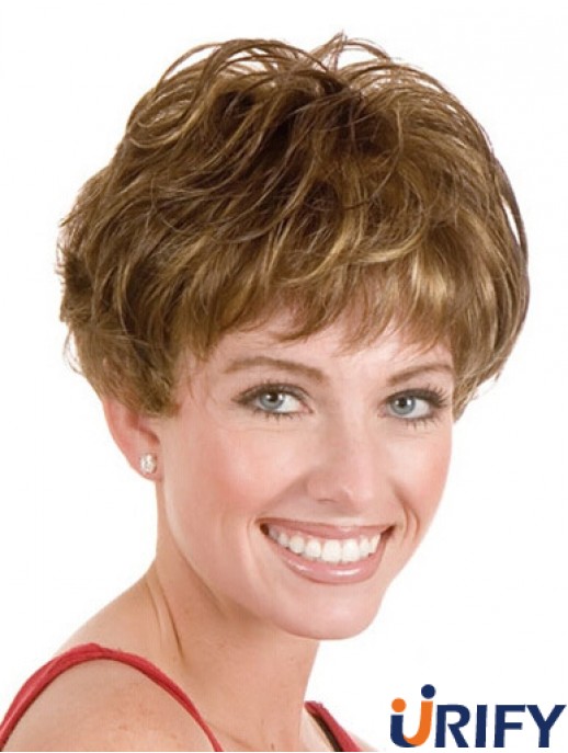 Layered Short Straight Blonde 5  inchStyle Monofilament Perücken