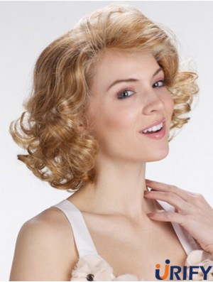 Blonde 12  inchExquisite Kinnlänge Curly Classic Lace Perücken