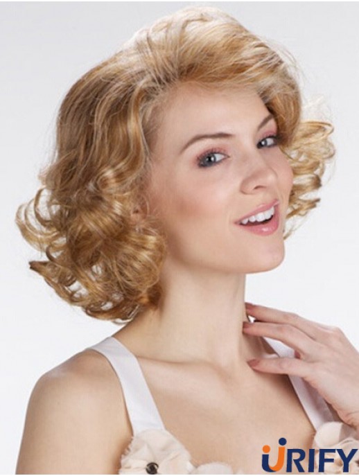Blonde 12  inchExquisite Kinnlänge Curly Classic Lace Perücken