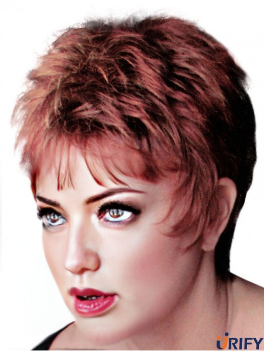 Boycuts Cropped Straight Red 4  inchMode Monofilament Perücken