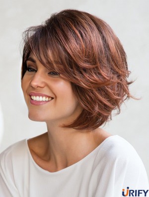 8 Zoll kurze kappenlose rote Frauen Bob Perücken