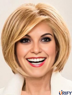 6 Zoll Kinn Länge Monofilament Blonde Bob Cut Perücken Frauen