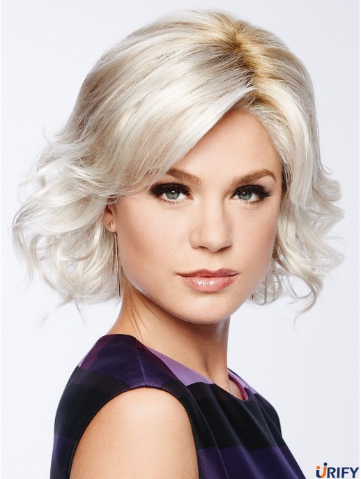 10 Zoll Kinn Länge Capless White Layered Bob Perücke