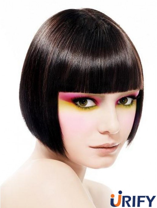 Capless Short Straight Black Unglaubliche Bob Perücken