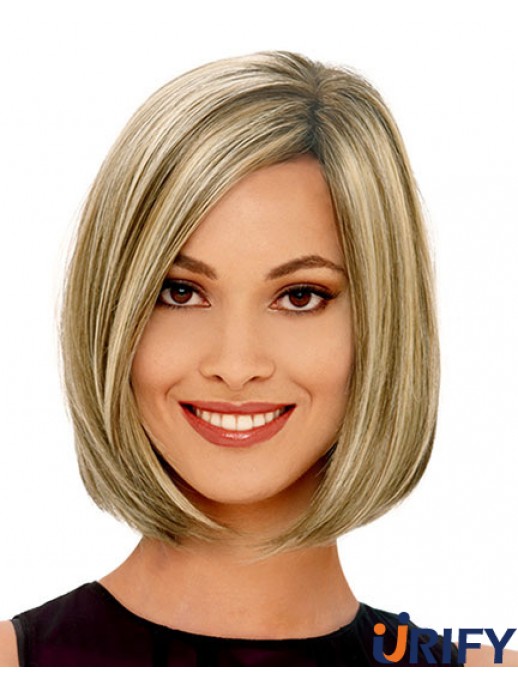 Gerade Kinnlänge Blond 12 Zoll Capless Beliebte Bob Perücken