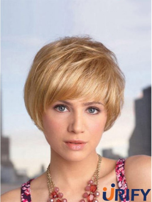 Capless Short Straight Blonde Designed Bob Perücken