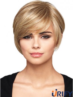 Capless kurze gerade gerade blonde Frisuren Bob Perücken