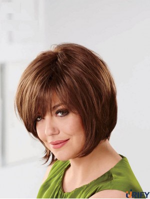 Gerade Kinnlänge Auburn 10 Zoll Capless Natural Bob Perücken
