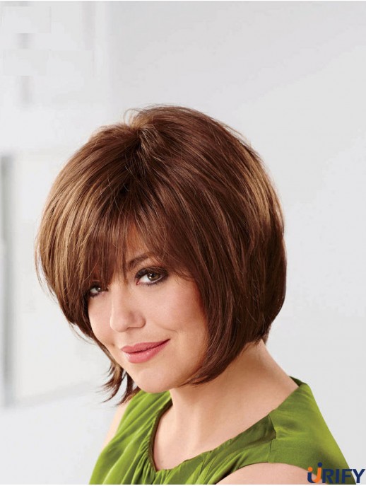 Gerade Kinnlänge Auburn 10 Zoll Capless Natural Bob Perücken