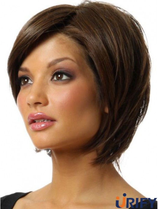 Capless Chin Länge gerade braun New Bob Perücken