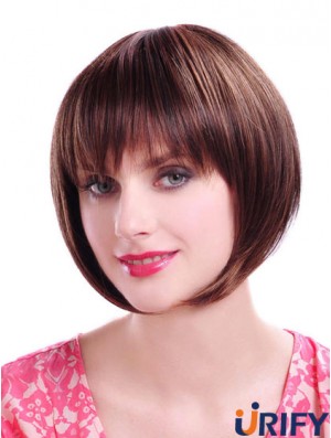 Capless Chin Länge gerade Auburn Durable Bob Perücken