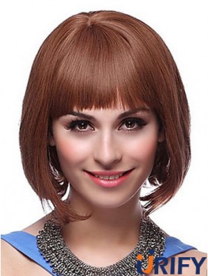 Capless Chin Länge gerade Auburn Exquisite Bob Perücken