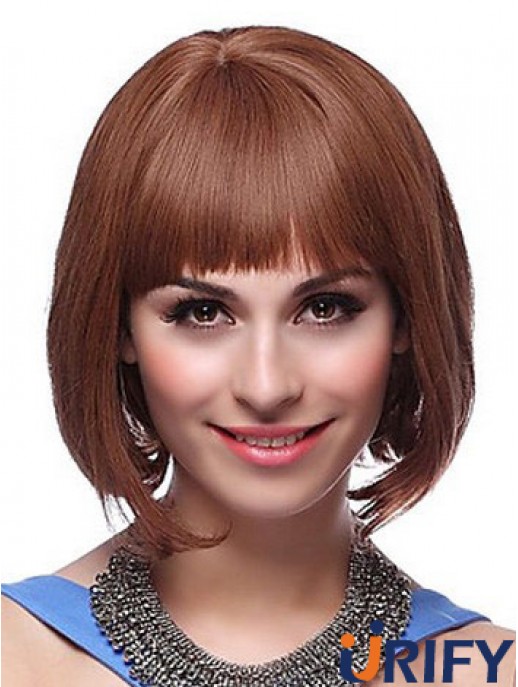 Capless Chin Länge gerade Auburn Exquisite Bob Perücken