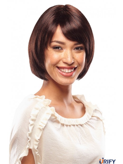 Capless Short Straight Auburn Top Bob Perücken