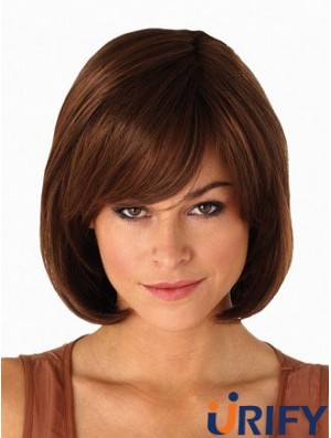 Capless Chin Länge gerade Auburn Modern Bob Perücken
