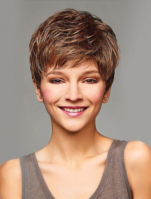 Kurze lockige Perücken mit kappenloser synthetischer blonder Farbe, abgeschnittene Länge