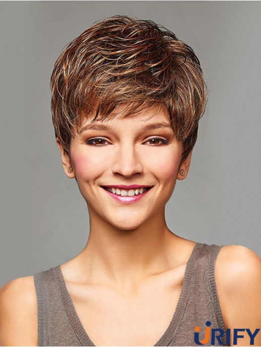 Kurze lockige Perücken mit kappenloser synthetischer blonder Farbe, abgeschnittene Länge