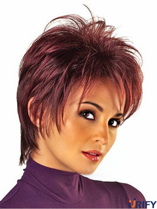 Rote Perücken UK Mit Capless Straight Style Boycuts