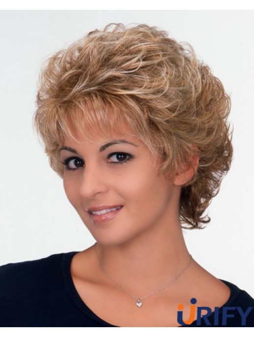 Damen Perücke mit kappenlos lockigem Stil kurzer Länge klassischer Schnitt