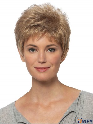Kurze Haare Perücken Blonde Farbe Kurzlänge Gerade Stil