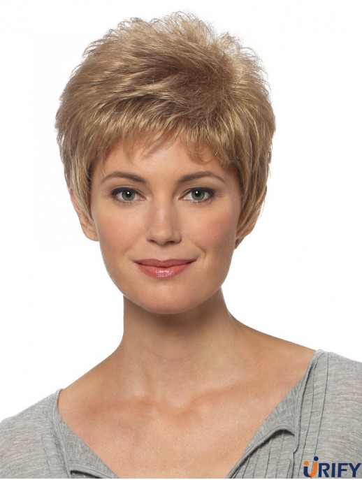 Kurze Haare Perücken Blonde Farbe Kurzlänge Gerade Stil