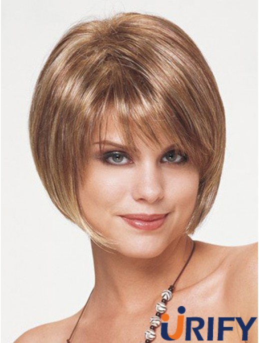 Synthetische Bob Perücken Kurz Länge Blonde Farbe Straight Style Mit Capless