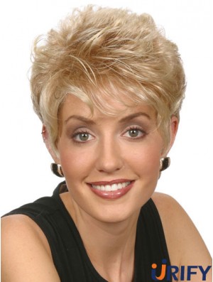 Cropped Blonde Capless Boycuts Straight 6 Zoll Damen Perücken