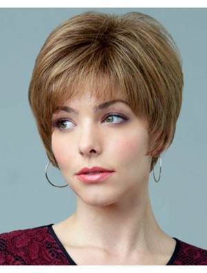 5,5 Zoll Natural Straight Boycuts Auburn Short Perücken