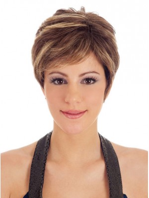 Boycuts Straight Brown Capless Trendy kurze Perücken