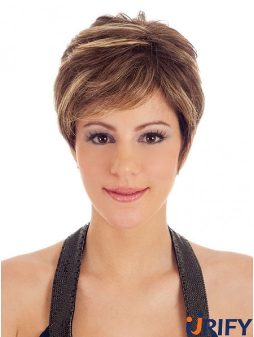 Boycuts Straight Brown Capless Trendy kurze Perücken
