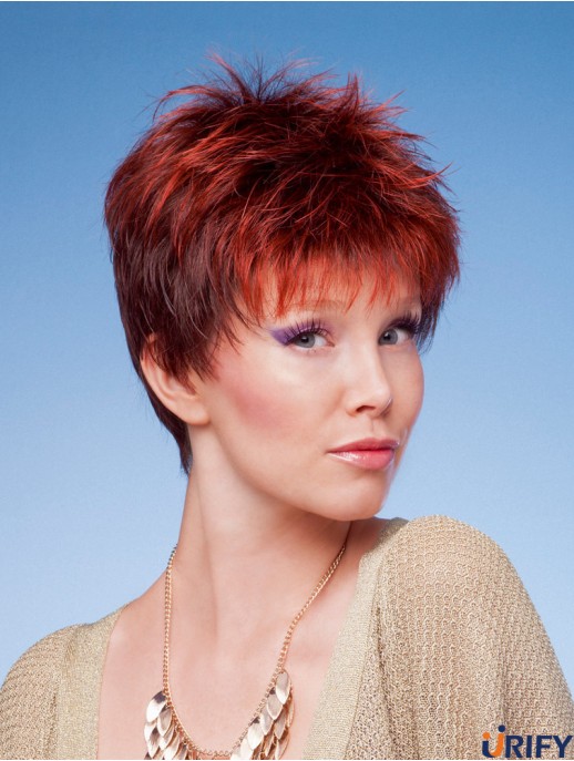 4 Zoll New Straight Boycuts Rote kurze Perücken
