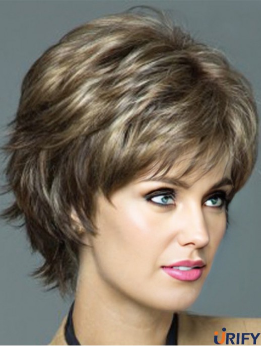 Günstige Perücken Online Blonde Farbe Kurzer Wellenförmiger Stil