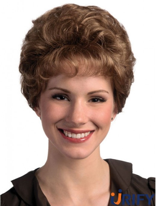 Curly Brown No-Fuss Kurze klassische Damen Perücken