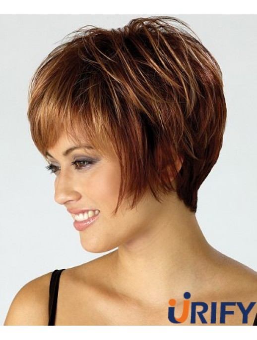 Günstige Perücke Mit Capless Synthetic Cropped Length Brown Color Boycuts