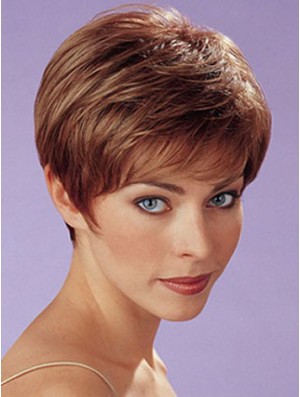 Auburn Synthetic Straight Cropped Capless Boycuts Damen Perücken UK