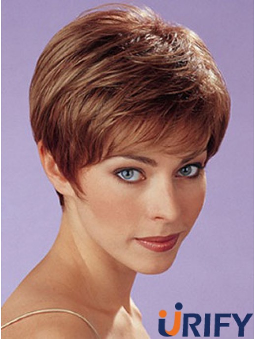 Auburn Synthetic Straight Cropped Capless Boycuts Damen Perücken UK