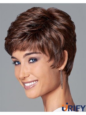 4 Zoll freche gewellte Boycuts Auburn kurze Perücken