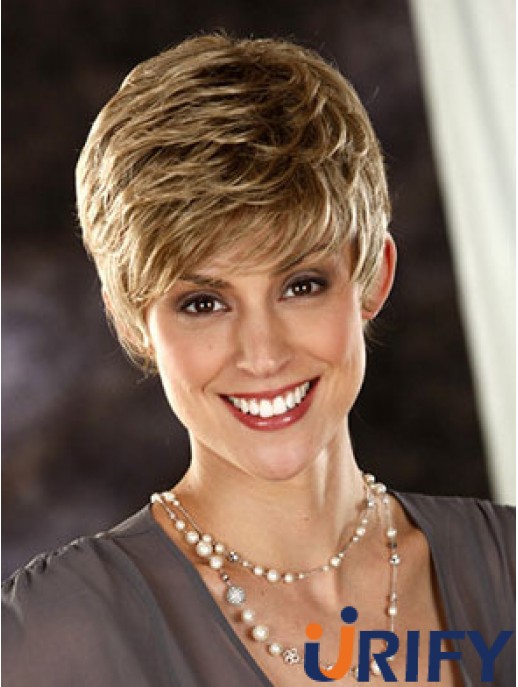 Wellige Boycuts abgeschnittene modische blonde synthetische Perücken