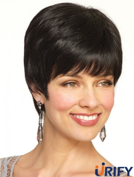 Boycuts Straight Black Capless Beliebte kurze Perücken