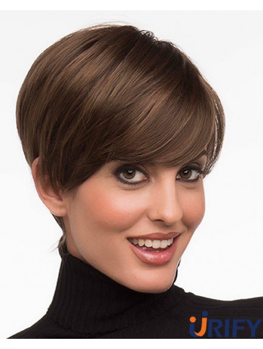 6 Zoll Fashion Straight Layered Brown Short Perücken