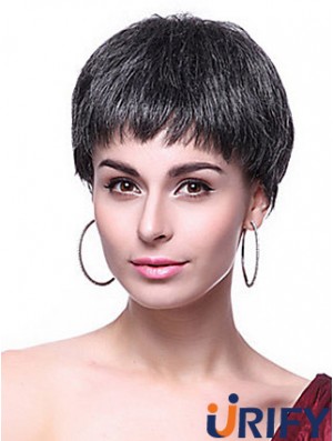 Boycuts Straight Black Capless Frisuren Kurze Perücken