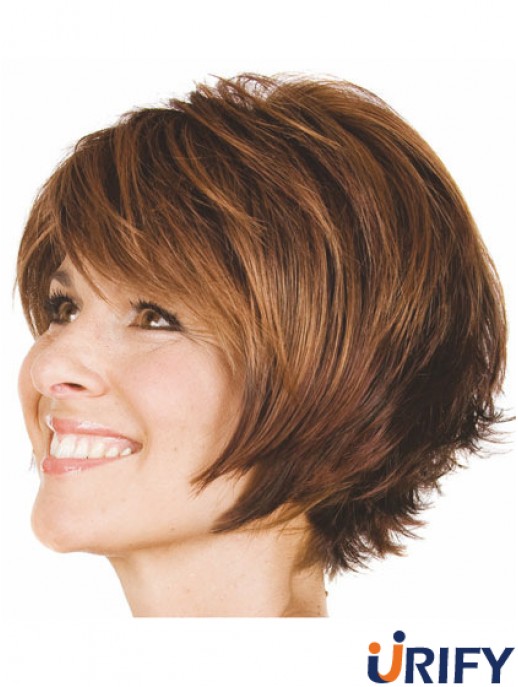 Bobs Wavy Brown Capless Praktische kurze Perücken