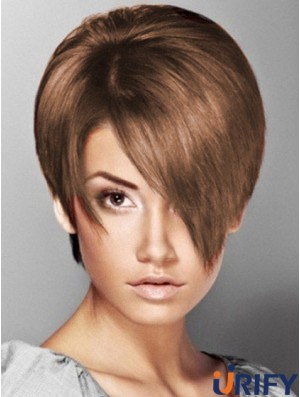 Boycuts Straight Brown Capless Soft Short Perücken